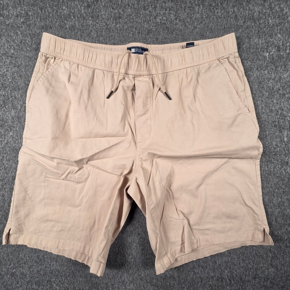 Reyn Spooner Shorts Mens Large Tan Khaki Elastic Waist Drawstring Stretch